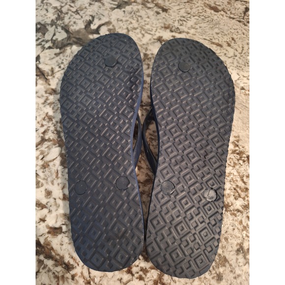 TORY BURCH BLUE & WHITE GOLD LOGO FLIP FLOPS SIZE 8 - Picture 8 of 9